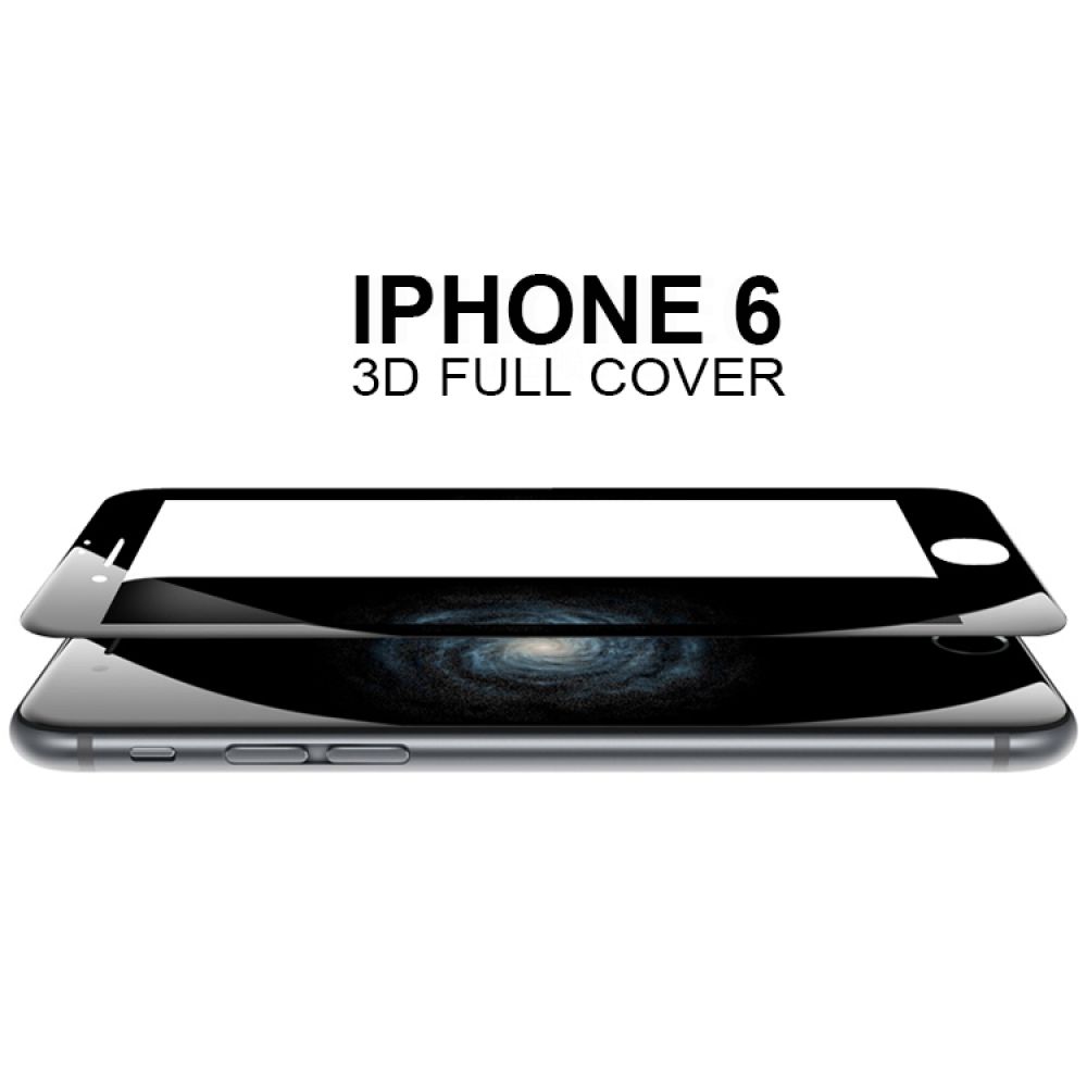 DeTech Full screen Tempered glass protector for iphone 6/6S black, 52188